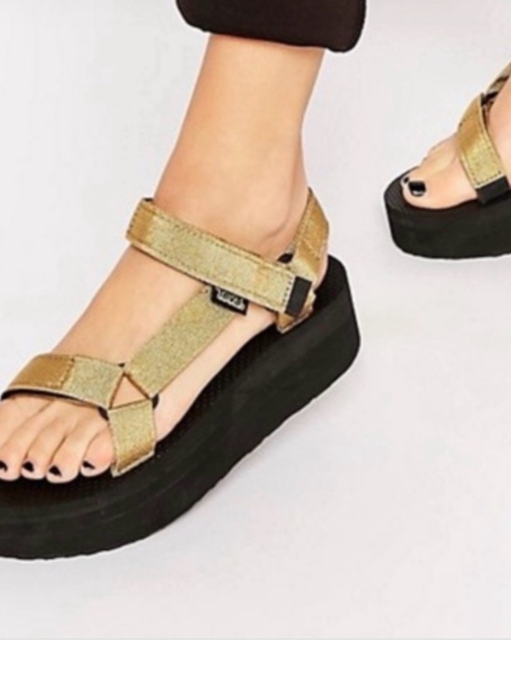 Gold Teva Platform Strappy Sandals - Women